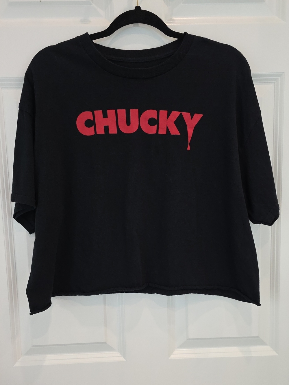 CHUCKY Graphic Crop Tee 100% Cotton Black And Red Size XL